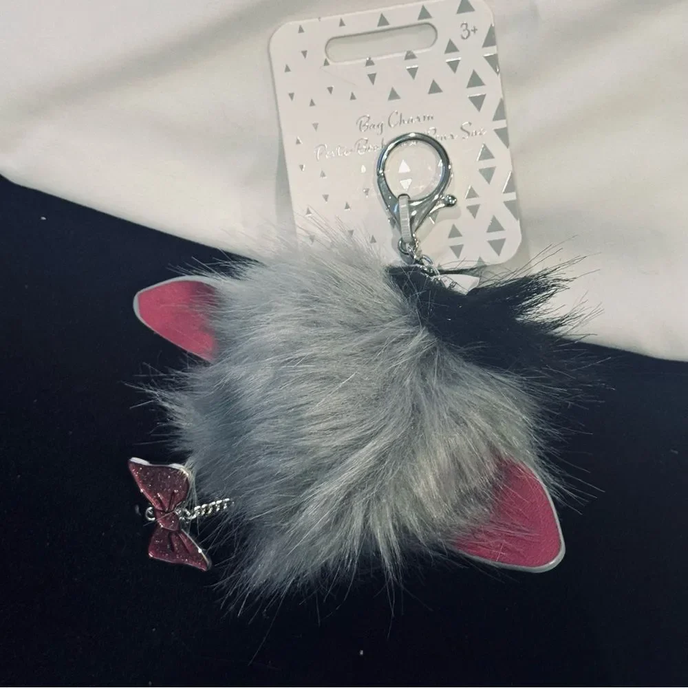 NWT Disney Eeyore Furry Pom Pom Bag Charm Keychain